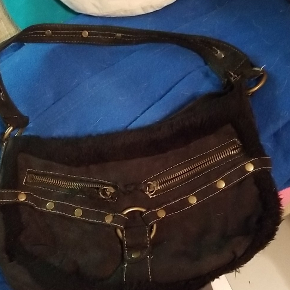 Black suede feel purse